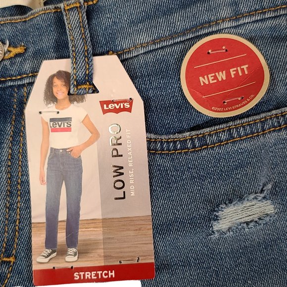 Levi's Girls Size 12R Blue Solid Low Pro Straight Cut Jeans Mid Rise NWT - Picture 5 of 14